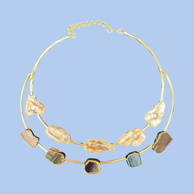 Gold Plated Chokers with stones