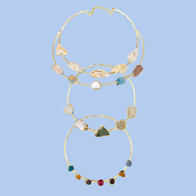 Gold Plated Chokers with stones