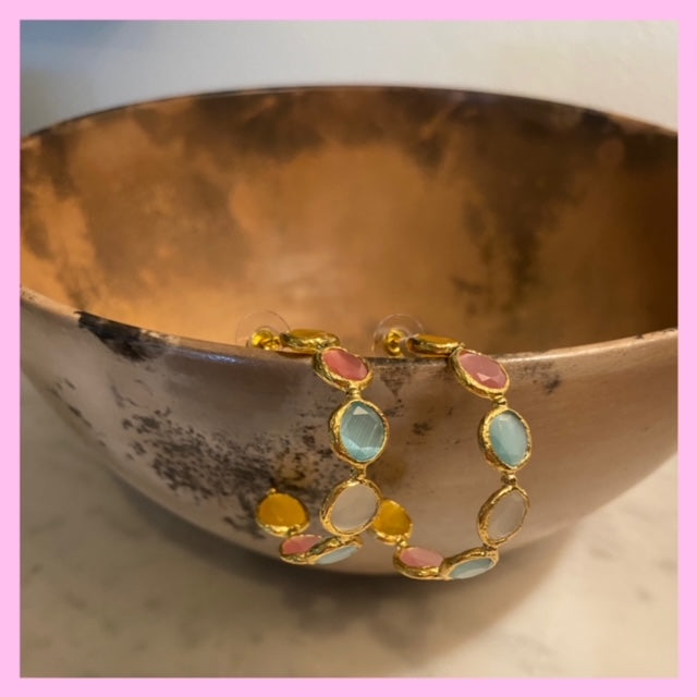 Hoops with Cat Eye stones