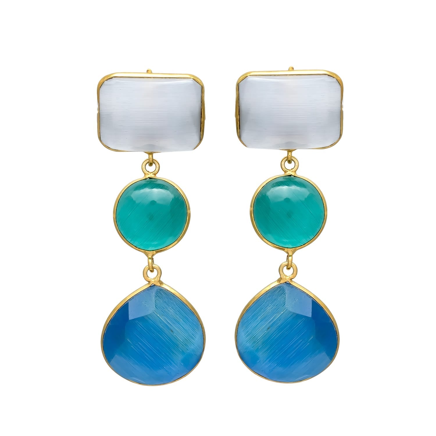 Colorful 3 Stone Earrings (Copy)