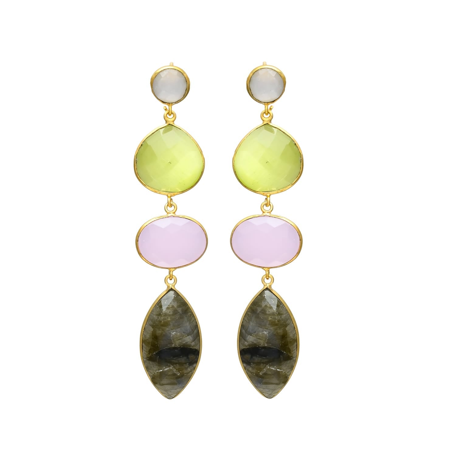 Colorful 4 Stones Earrings
