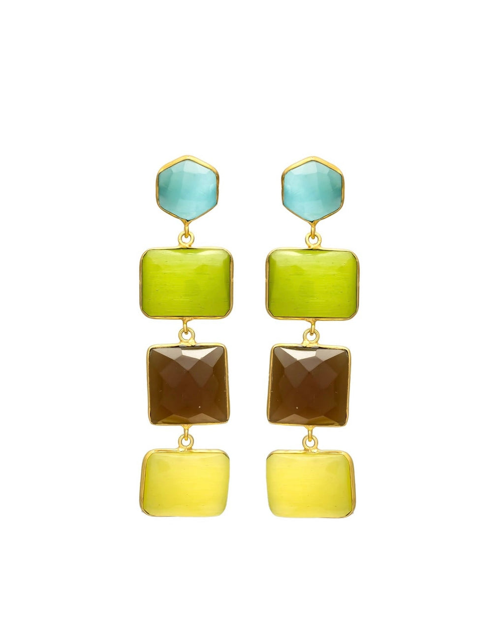 Colorful 4 Stones Earrings