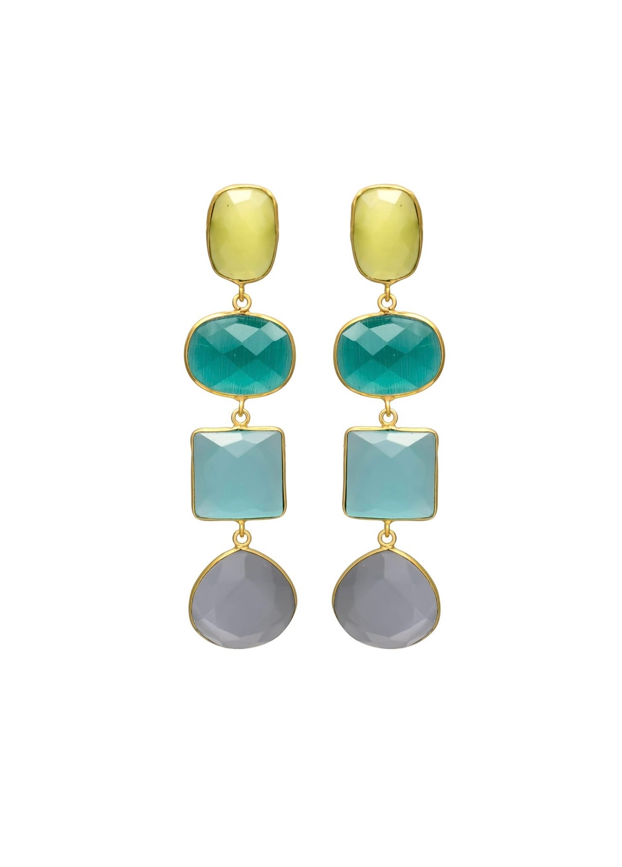 Colorful 4 Stones Earrings