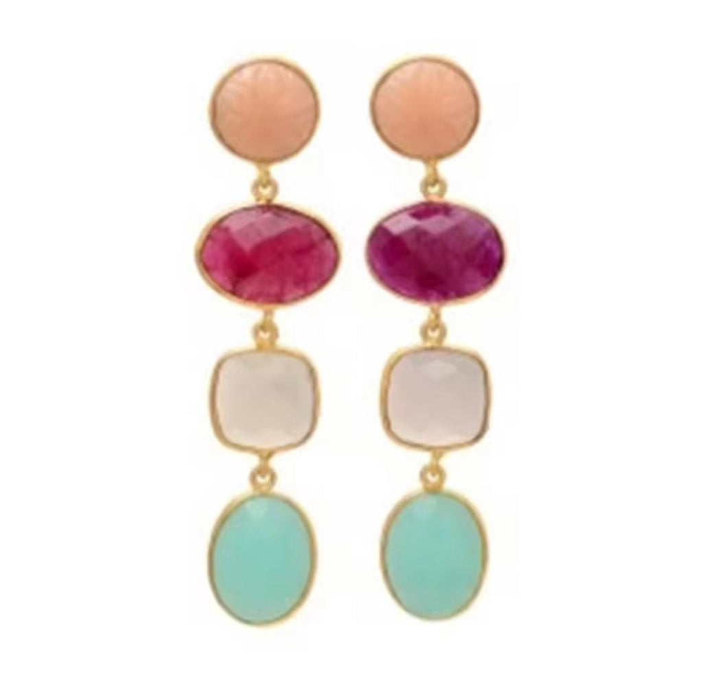 Colorful 4 Stones Earrings