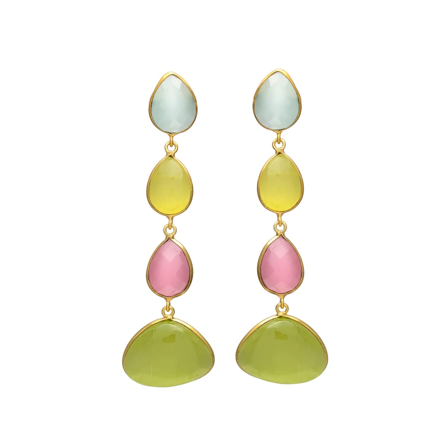 Colorful 4 Stones Earrings