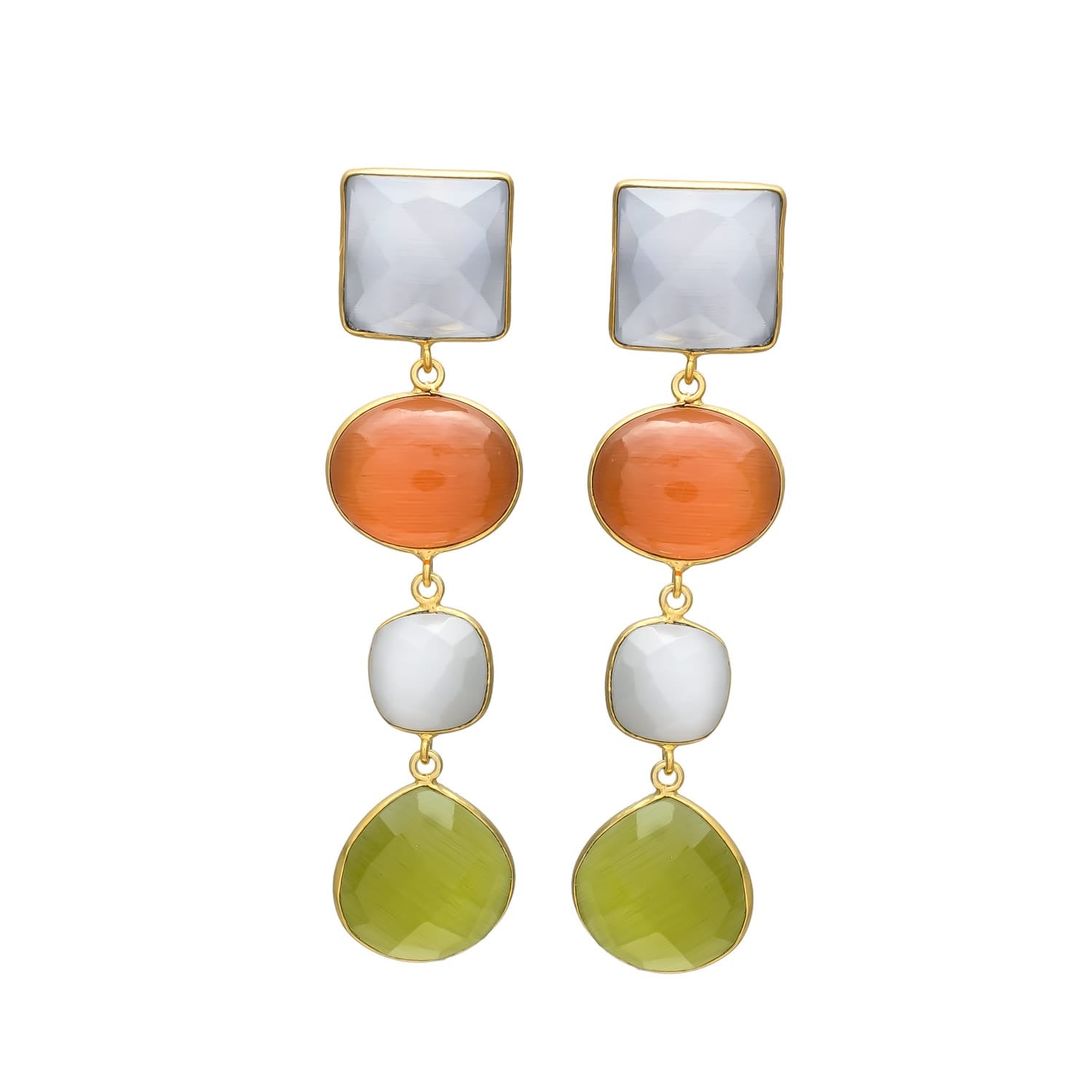 Colorful 4 Stones Earrings