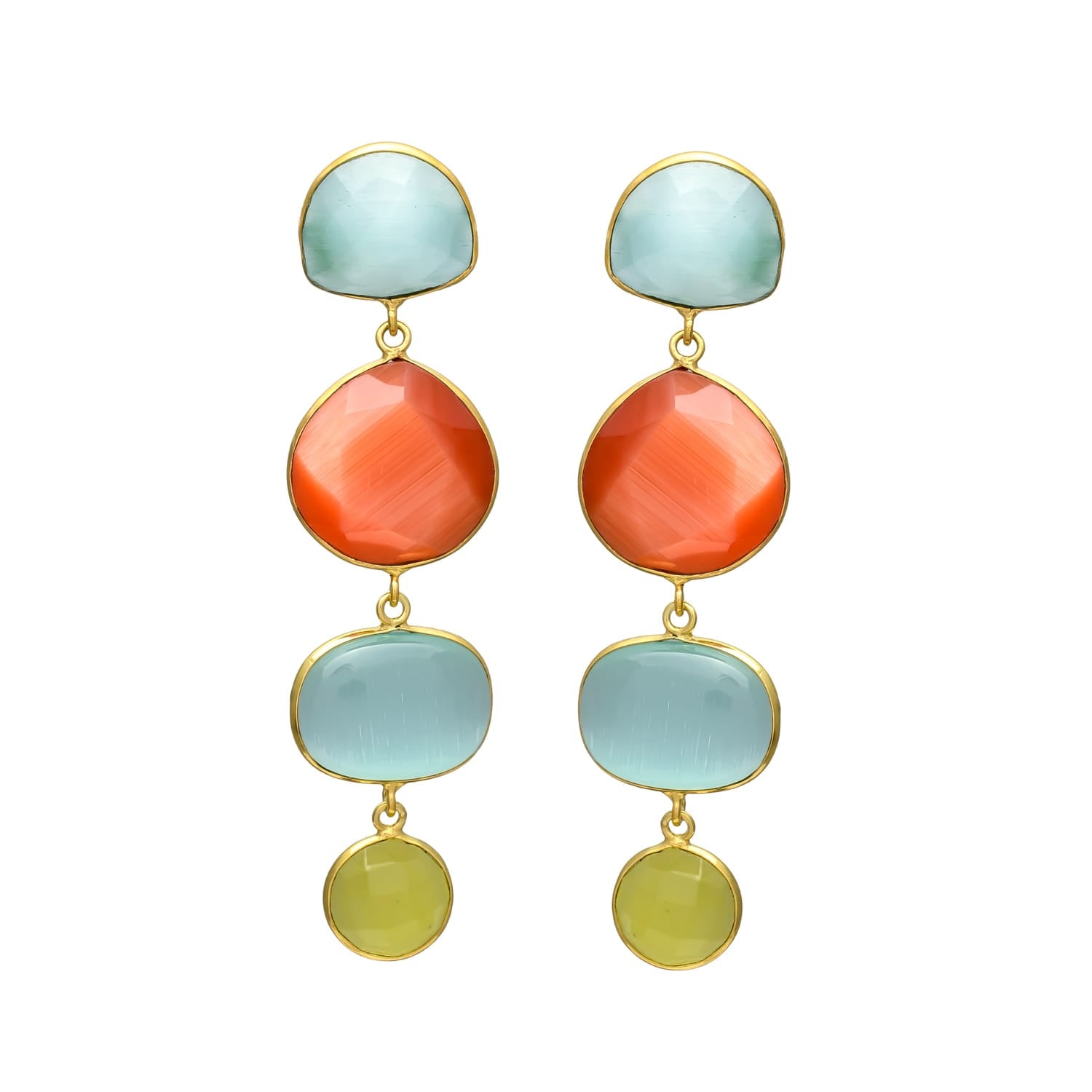 Colorful 4 Stones Earrings