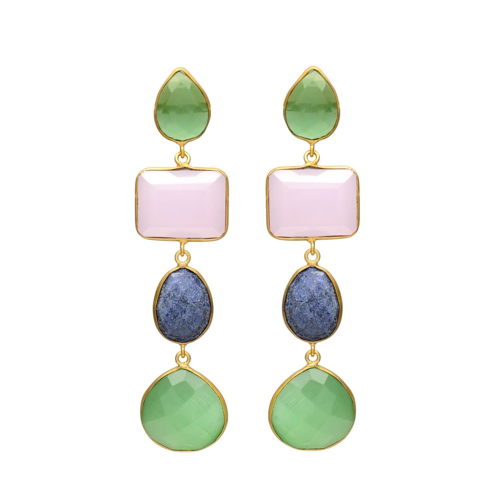 Colorful 4 Stones Earrings