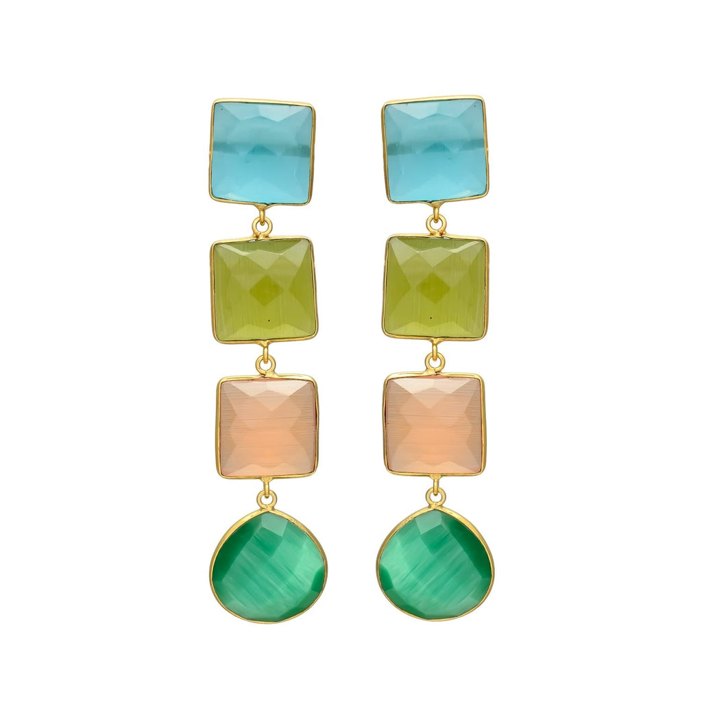 Colorful 4 Stones Earrings