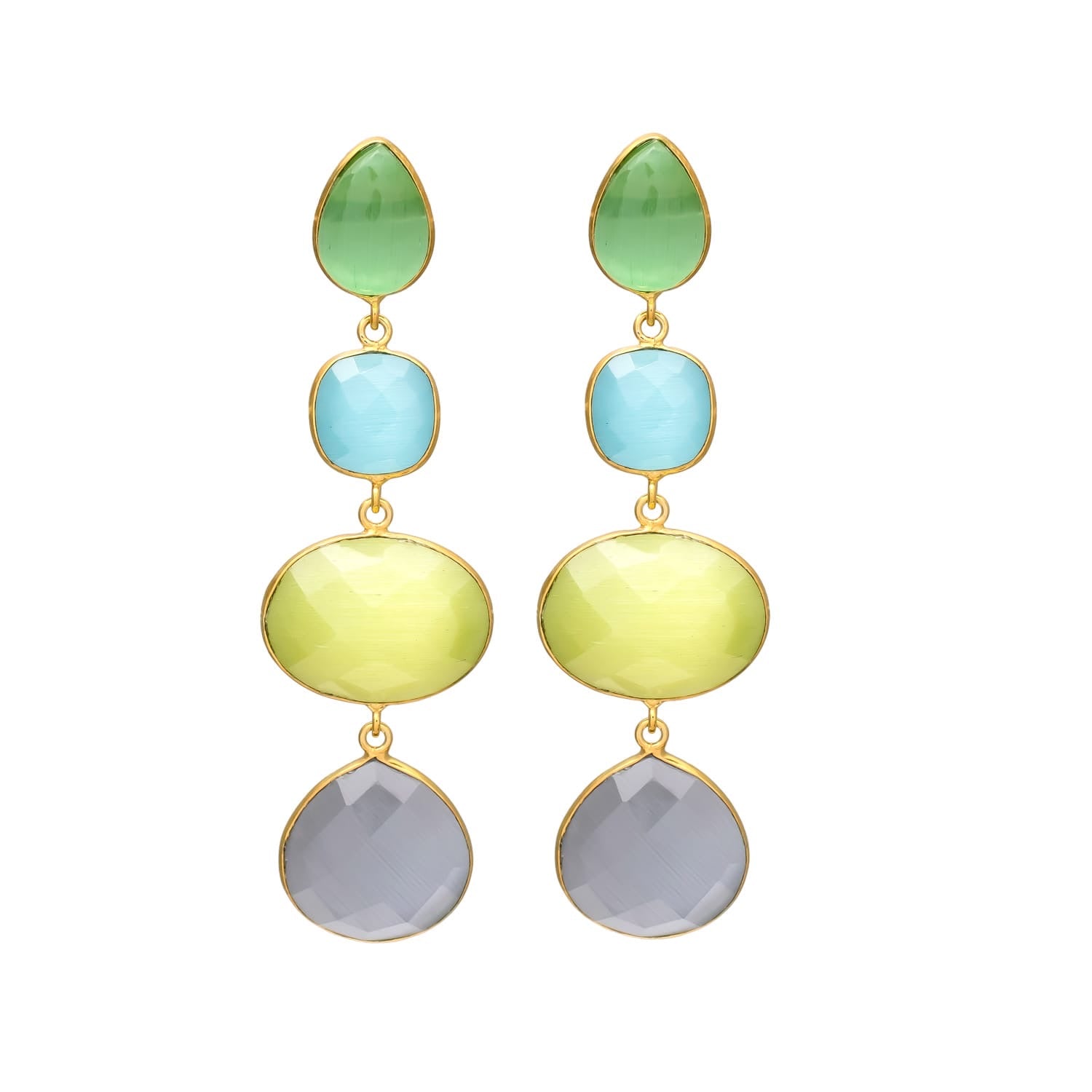 Colorful 4 Stones Earrings