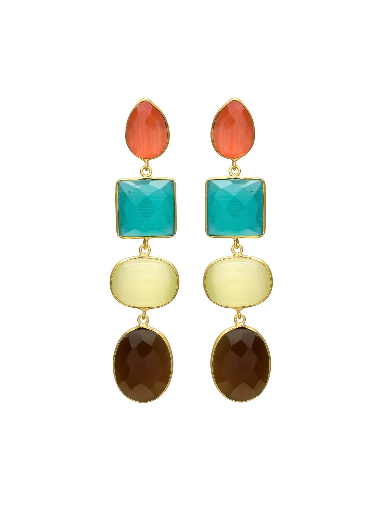 Colorful 4 Stones Earrings