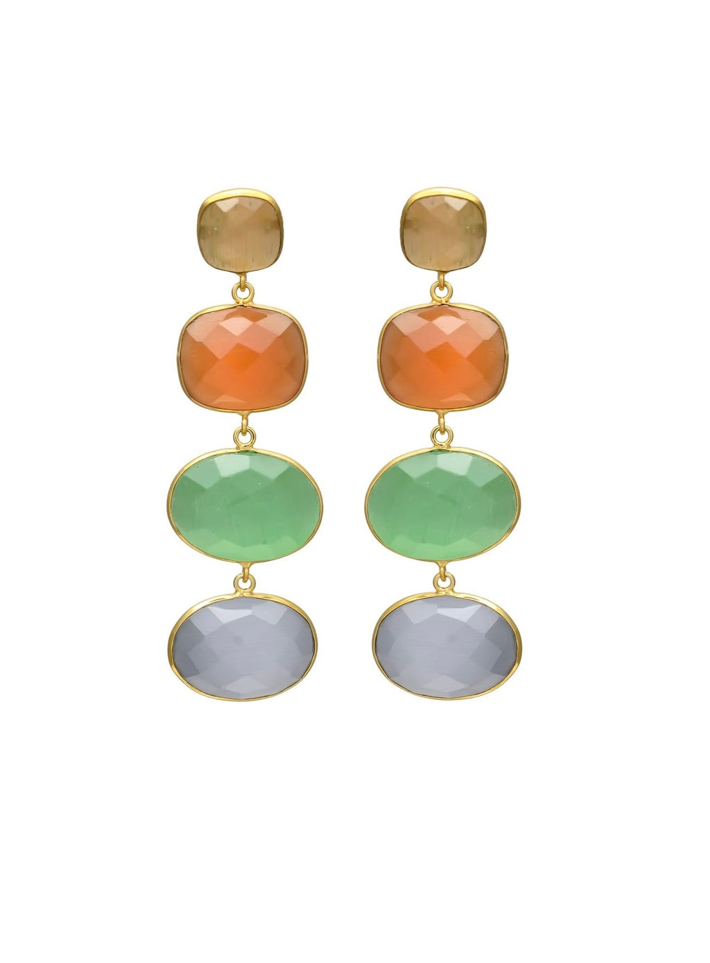 Colorful 4 Stones Earrings