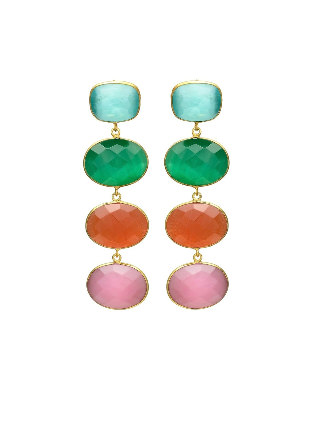 Colorful 4 Stones Earrings