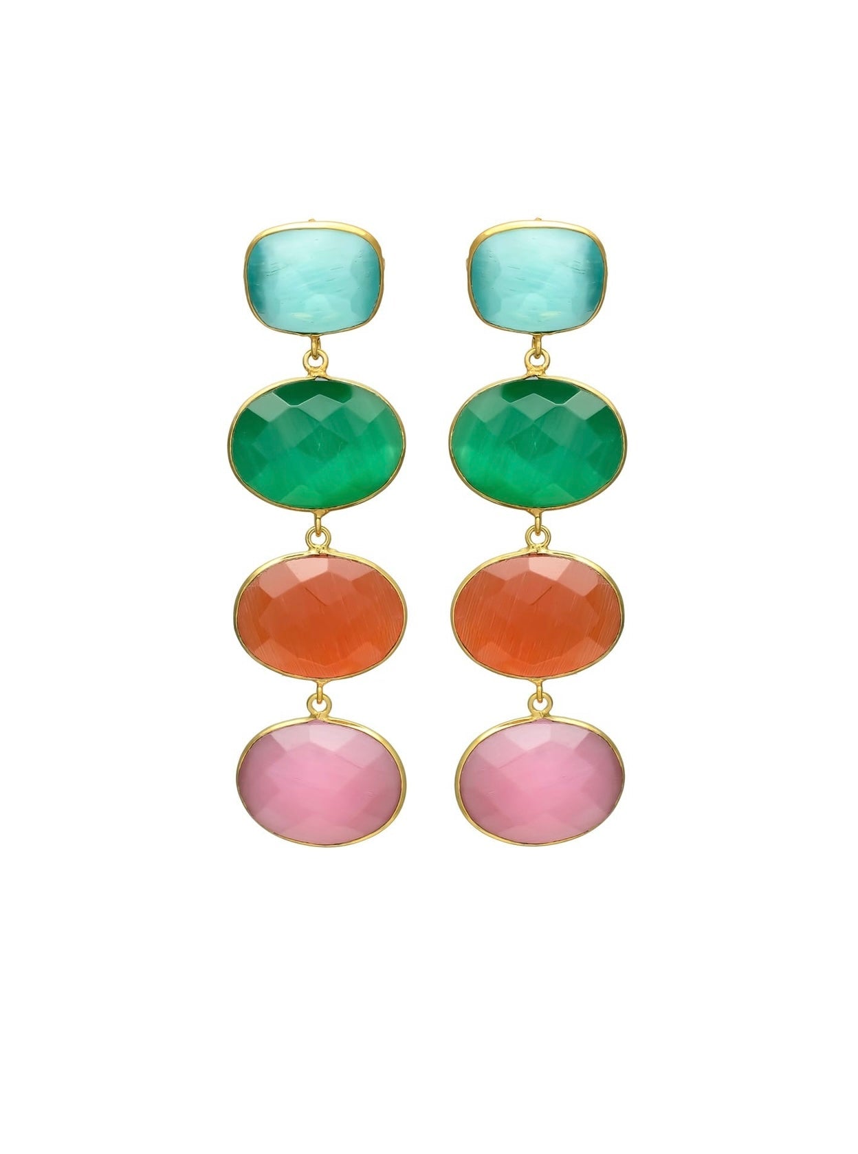 Colorful 4 Stones Earrings
