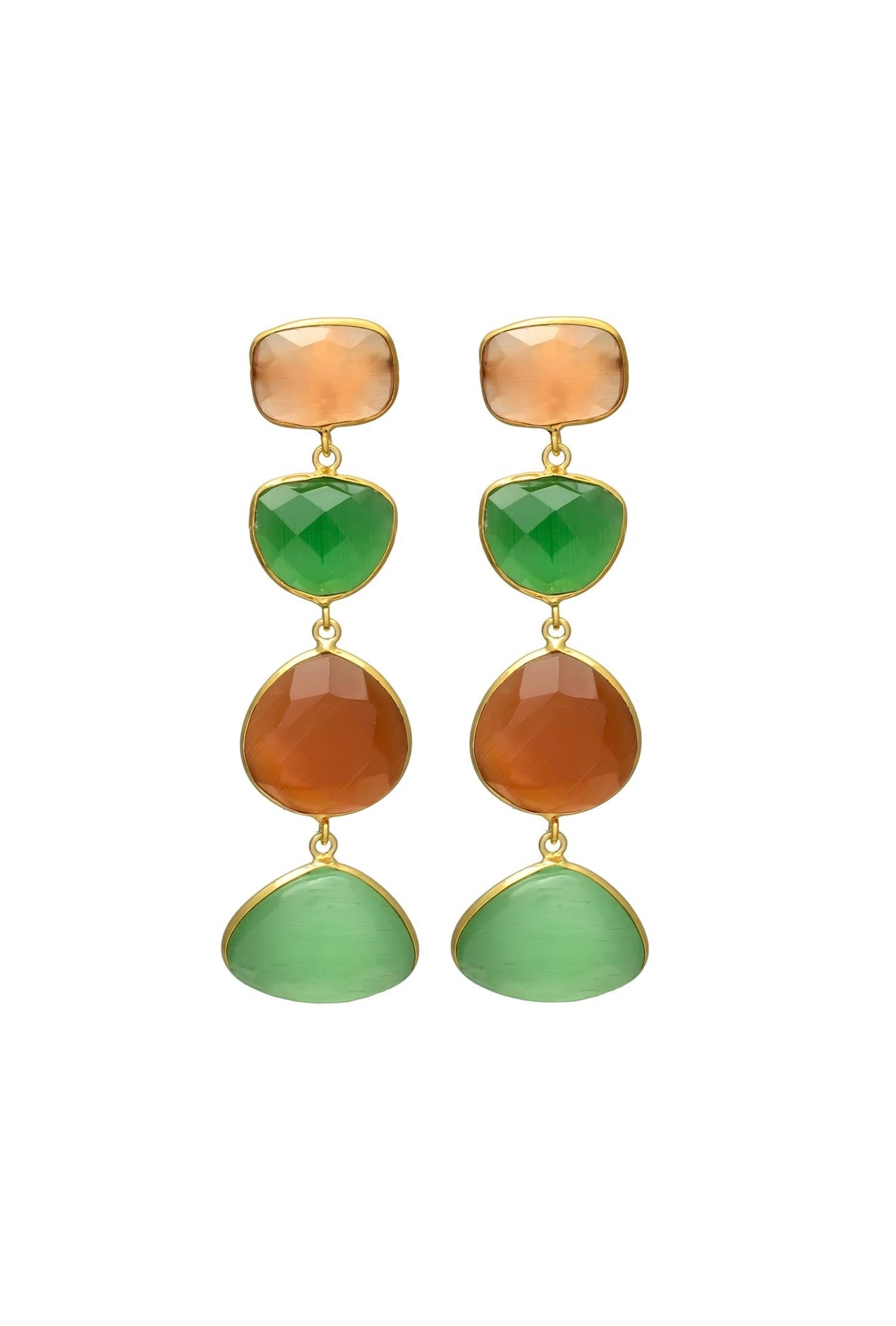 Colorful 4 Stones Earrings