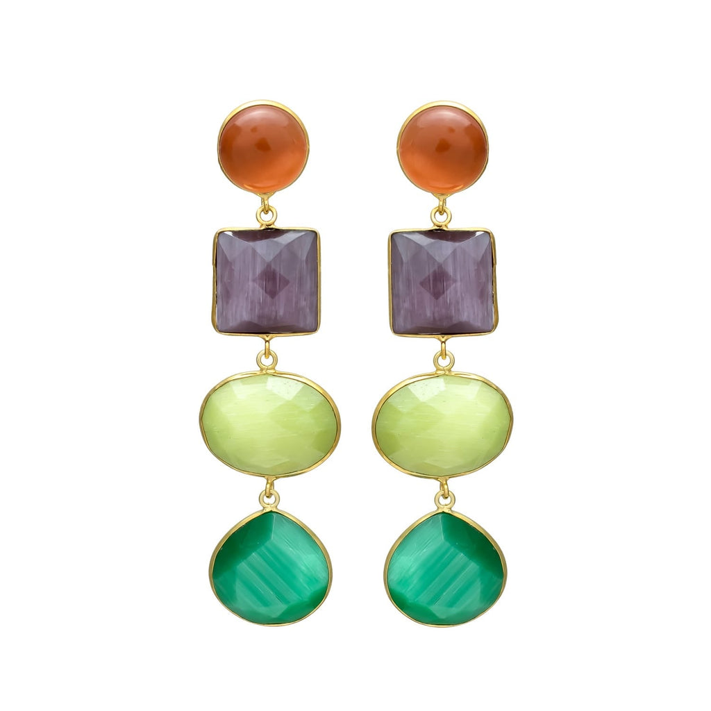 Colorful 4 Stones Earrings