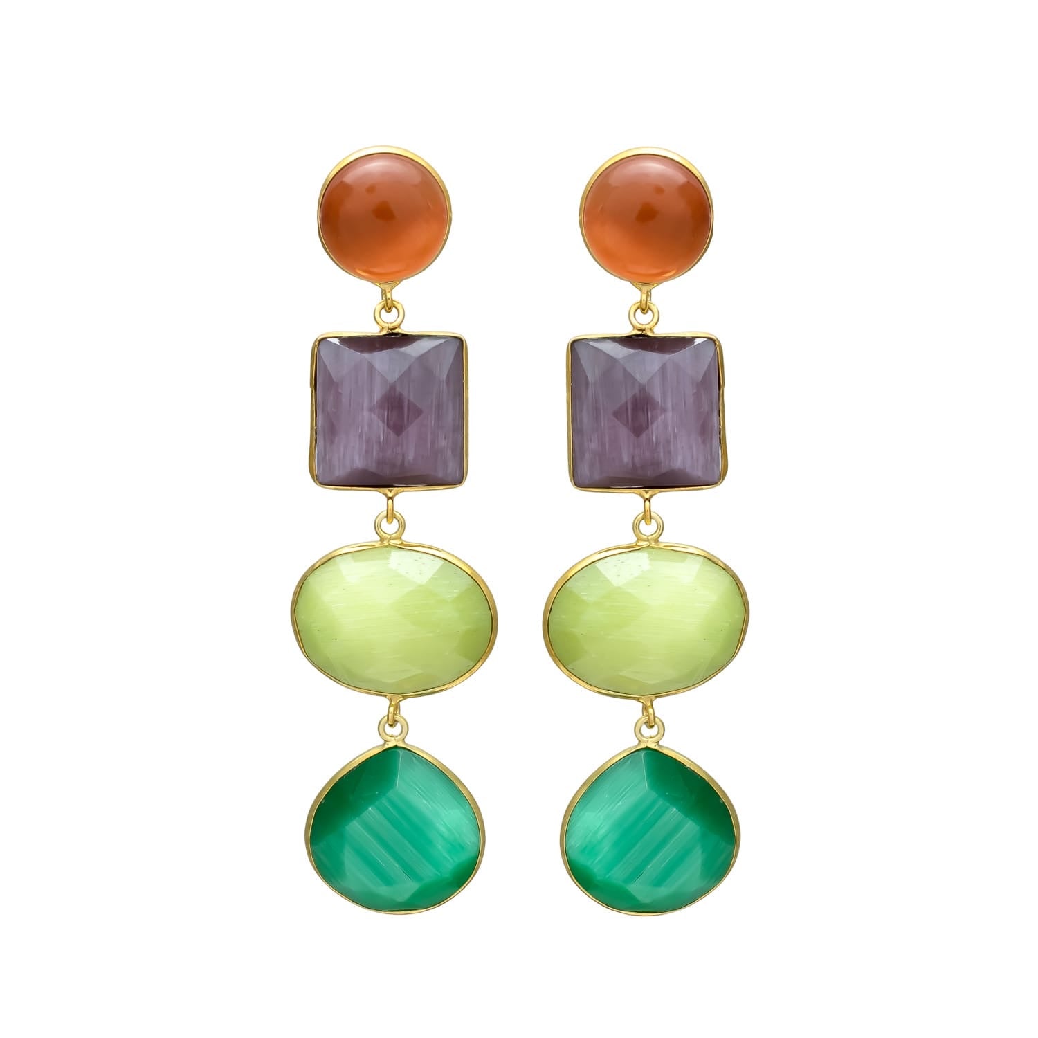 Colorful 4 Stones Earrings