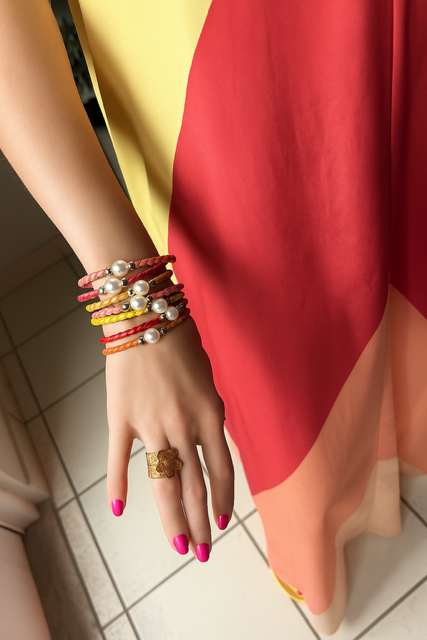 Colored Bangles with Pearl